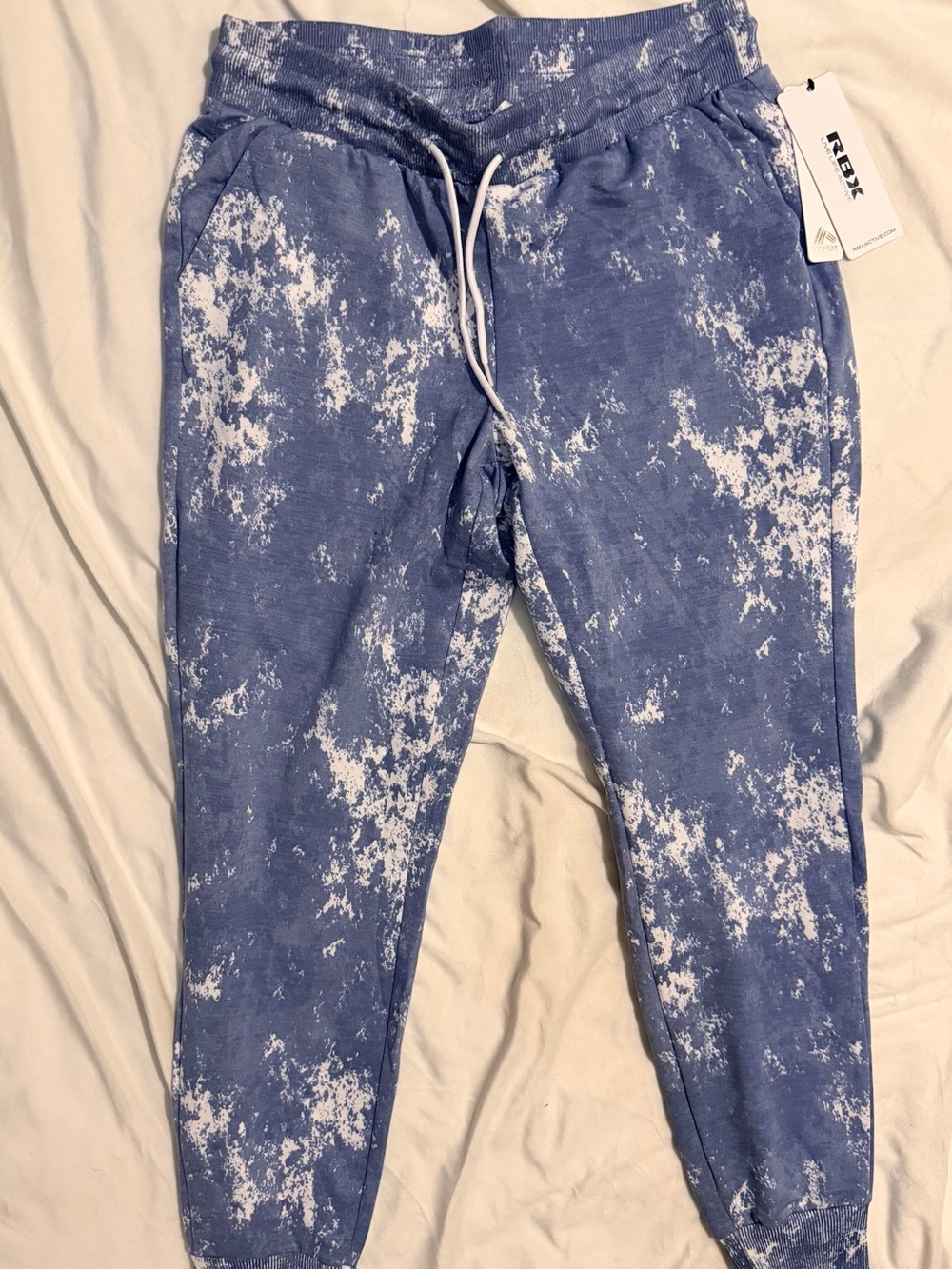 RBX Women's Blue and White Tie-Dye Jogger Pants